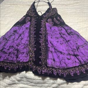 The Royal Collection Purple and Black Embroidered Tie-Dye Sundress
